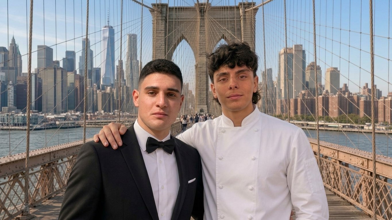 Alexander e Angelo Hart sul Ponte di Brooklyn - Italian Heritage NYC
